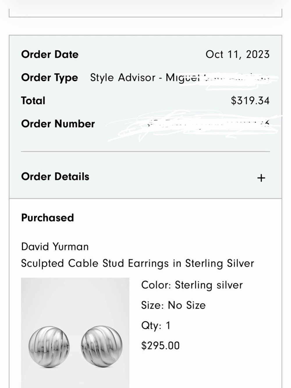 David Yurman Sculpted Cable Stud Earrings - Picture 6 of 6